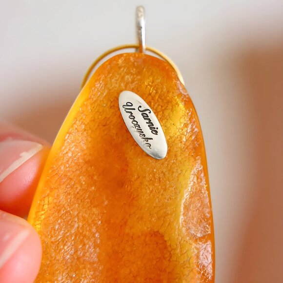 Baltic Amber Snail Statement Necklace in 14k Gold Plated s925 - Picture 9 of 10